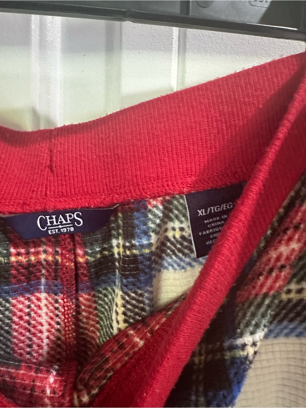 Chaps Red Plaid Puppy Pajama Set fleece pajama pants - Picture 4 of 5